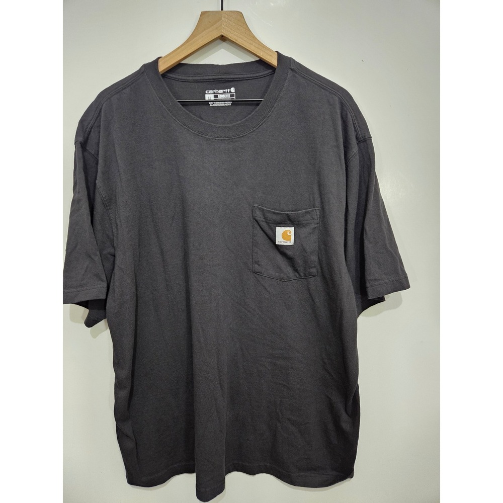 Carhartt K87 Men's XL Black Loose Fit Heavyweight Pocket T Shirt 100% Cotton
